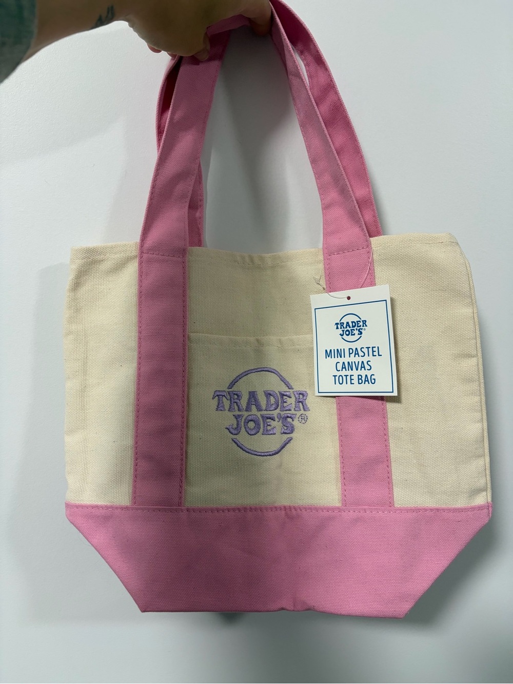 Trader Joe’s mini pastel canvas tote